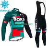 Bora Hansgrohe Cykeltrøje Langærmet + Bib Cykelbukser Vinter Thermal Fleece 2023
